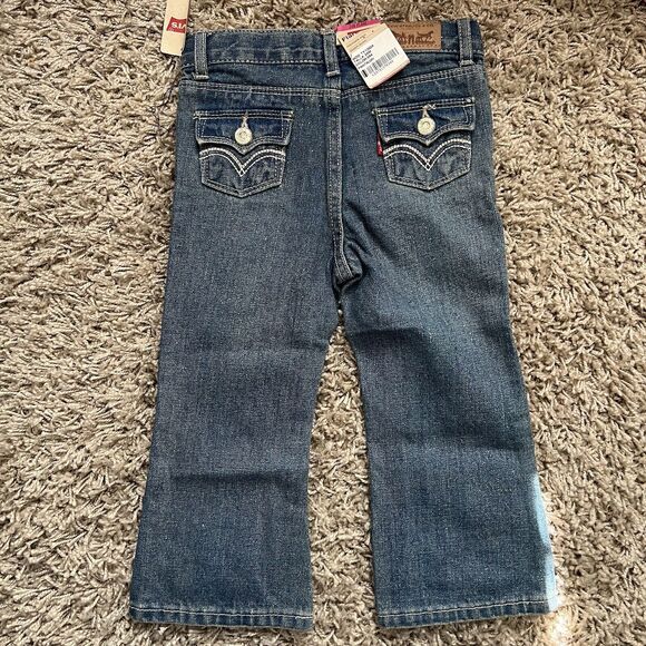 Levi's Girl's Flare Blue Glitter Adjustable Waist Jeans 24M - Picture 3 of 4